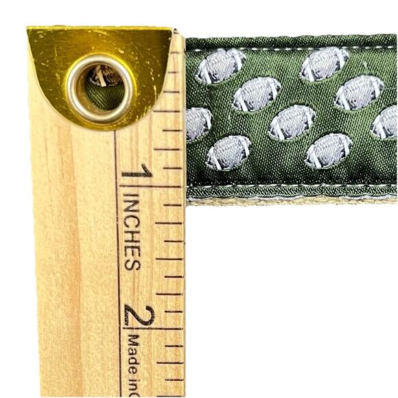 Belted Cow Co Belt Mens Large Football Green Cream D-Ring Canvas USA Made - Picture 7 of 9